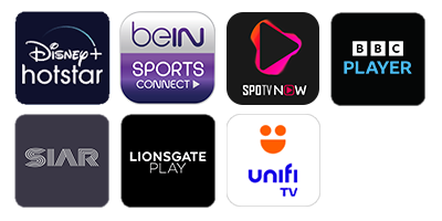 Icons of Disney Hotstar, beIN Sports, SPOTVNOW, BBC, SIAR, LIONSGATE, UnifiTV